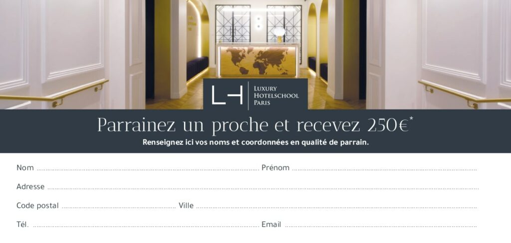 Coupon de parrainage - Luxury Hotelschool